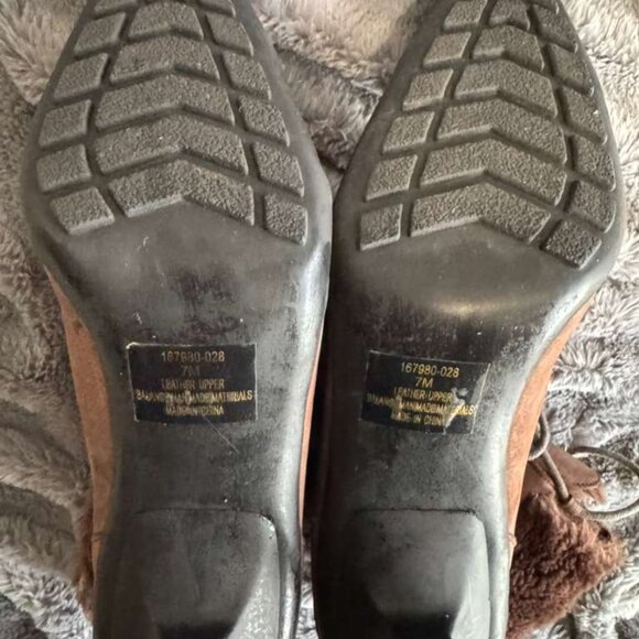 Colin Stuart Brown Genuine Leather Heel stiletto Boots Faux Fur Pointed Toe 7M - Picture 12 of 13